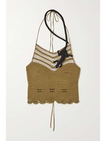 LOEWE +Paula's Ibiza Neckholder-Oberteil aus Häkelstrick aus Baumwolle