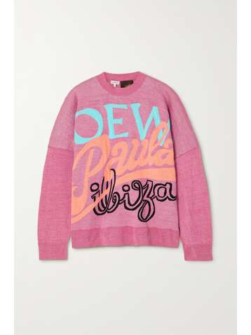 LOEWE + Paula's Ibiza oversized jacquard-knit linen-blend sweater
