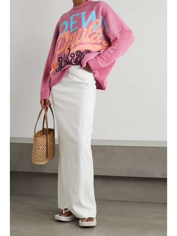 LOEWE + Paula's Ibiza oversized jacquard-knit linen-blend sweater