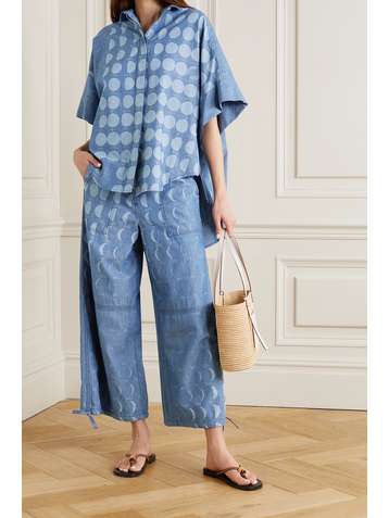 LOEWE Chemise asymétrique en chambray de coton imprimé x Paula's Ibiza