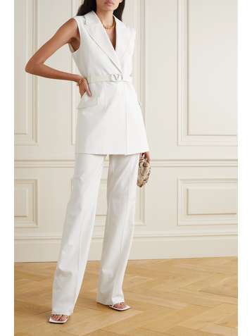 VALENTINO VLOGO belted crepe straight-leg pants