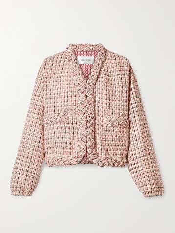 VALENTINO Checked metallic wool-blend tweed jacket