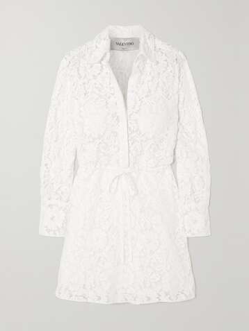 VALENTINO Corded lace mini shirt dress