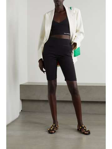 VALENTINO Cropped intarsia pointelle-knit top