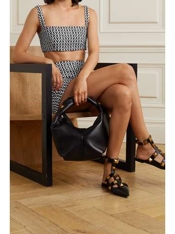 VALENTINO Cropped cotton-blend bouclé-tweed top