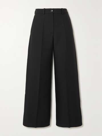 VALENTINO Cropped wool and silk-blend crepe wide-leg pants