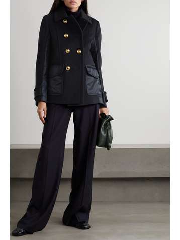 VALENTINO Double-breasted shell-paneled wool and cashmere-blend jacket