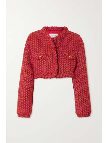 VALENTINO Cropped metallic wool-blend tweed jacket