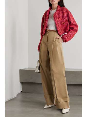 VALENTINO Cropped metallic wool-blend tweed jacket