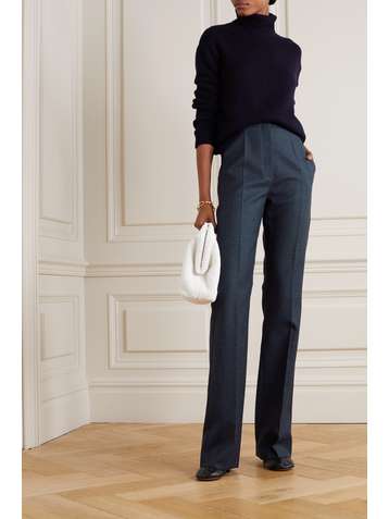 VALENTINO Belted checked wool straight-leg pants