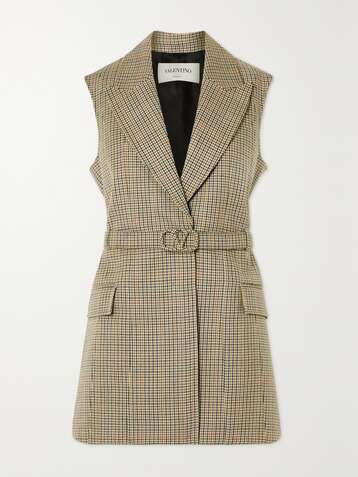 VALENTINO Belted houndstooth wool vest