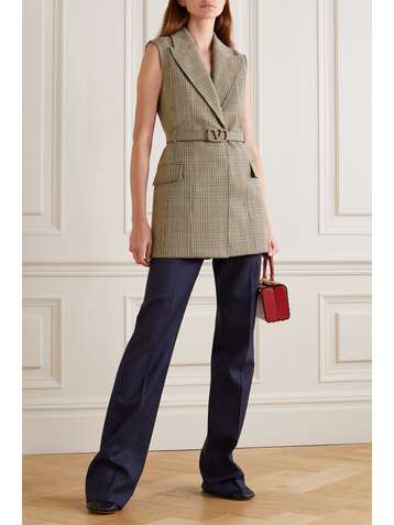 VALENTINO Belted houndstooth wool vest