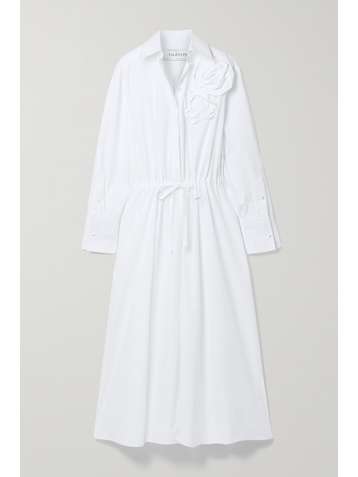 VALENTINO Appliquéd cotton-poplin midi shirt dress