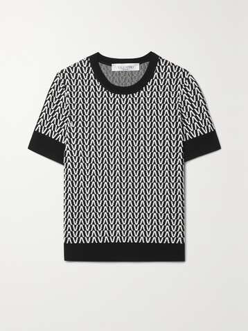 VALENTINO Jacquard-knit wool and cotton-blend sweater