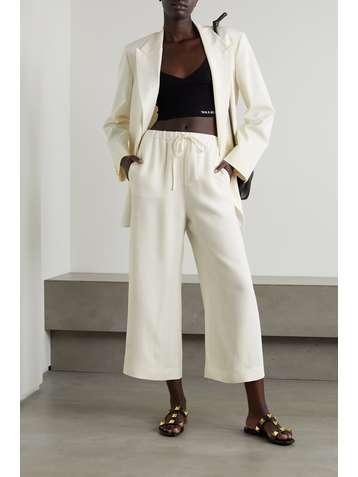 VALENTINO Cropped silk-crepe wide-leg pants