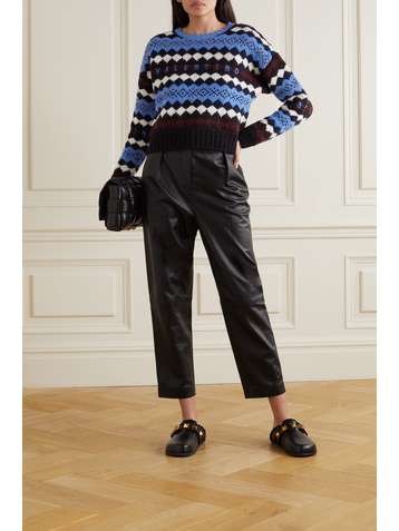 VALENTINO Cropped embroidered metallic wool sweater
