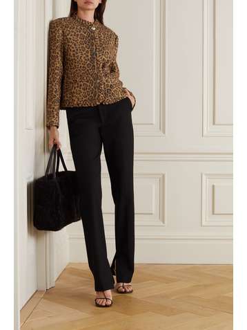 VALENTINO Braided leopard-print wool and cotton-blend tweed jacket
