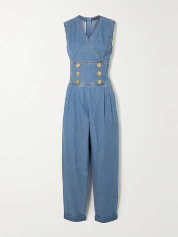 BALMAIN Combi-pantalon en jean à boutons