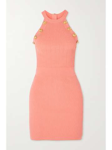 BALMAIN Mini-robe en mailles côtelées à boutons