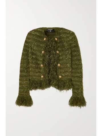 BALMAIN Veste en tweed à franges