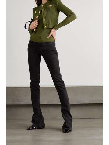 BALMAIN Cardigan raccourci en mailles côtelées