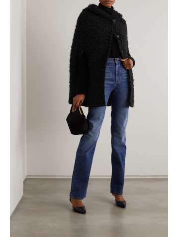 VALENTINO Hooded wool-blend bouclé cape