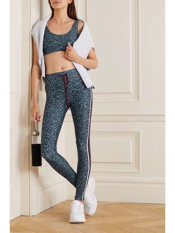 THE UPSIDE Primrose striped leopard-print stretch leggings