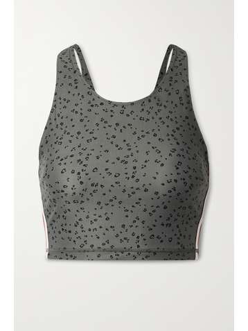 THE UPSIDE Bianca striped leopard-print stretch sports bra