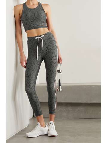 THE UPSIDE Bianca striped leopard-print stretch sports bra