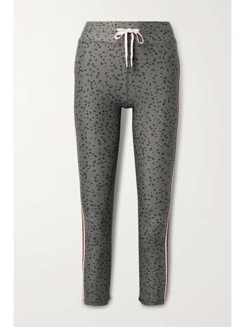 THE UPSIDE Striped leopard-print stretch leggings