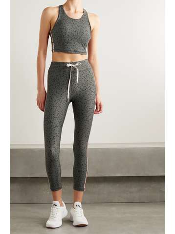 THE UPSIDE Striped leopard-print stretch leggings