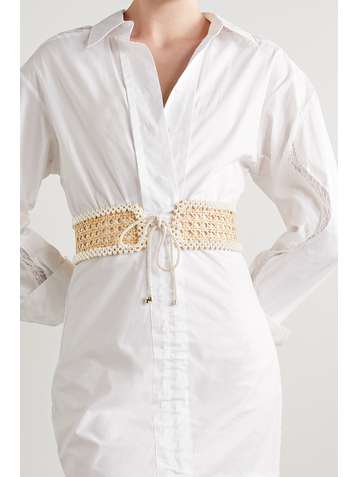 ROSANTICA Cinderella faux pearl-embellished wicker belt
