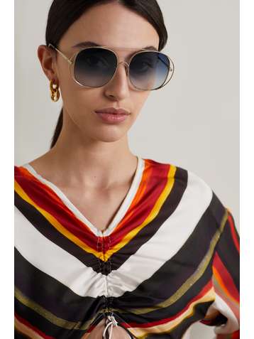 LOEWE Round-frame gold-tone sunglasses