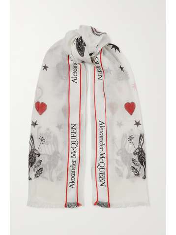ALEXANDER MCQUEEN Tuch aus einer Mischung aus Wolle, Seide und Baumwolle mit Fransen