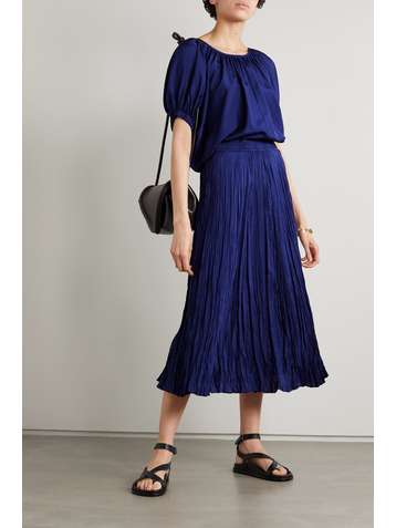 JOSEPH Sully crinkled silk-habotai midi skirt