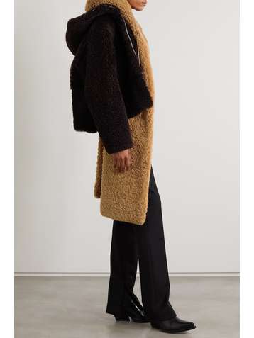 BOTTEGA VENETA Hooded leather-trimmed shearling scarf