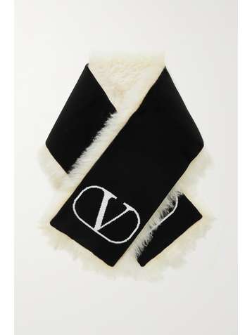 VALENTINO Valentino Garavani mohair-blend and intarsia cashmere scarf