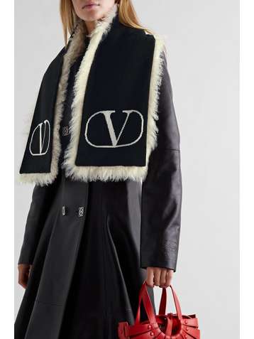 VALENTINO Valentino Garavani mohair-blend and intarsia cashmere scarf