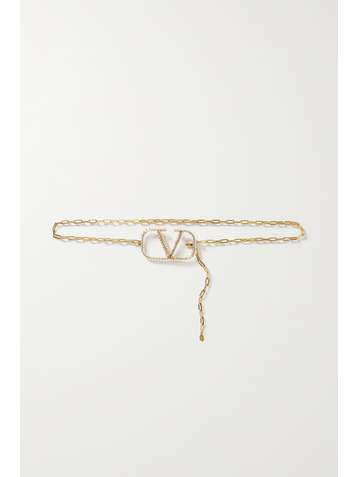 VALENTINO Valentino Garavani crystal-embellished gold-tone belt