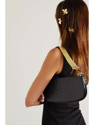 BY FAR Beverly croc-effect leather shoulder bag