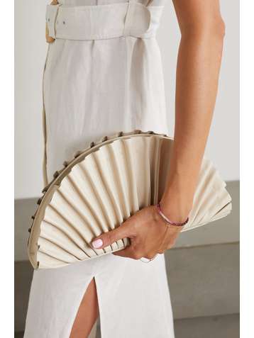 CULT GAIA Nala pleated leather clutch