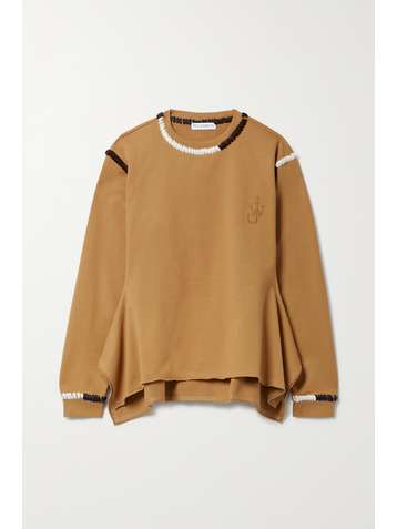 JW ANDERSON Asymmetric embroidered cotton-jersey sweatshirt