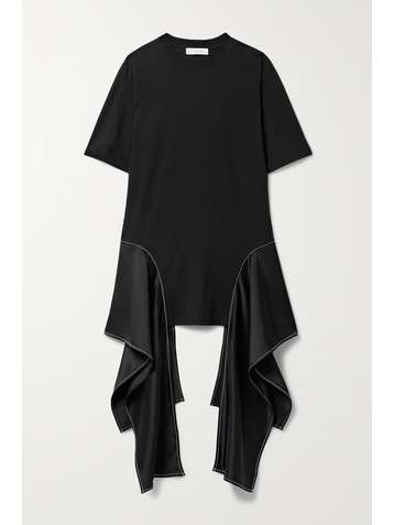 JW ANDERSON Draped satin-trimmed cotton-jersey T-shirt