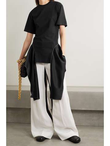 JW ANDERSON Draped satin-trimmed cotton-jersey T-shirt