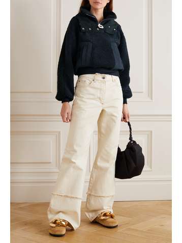 JW ANDERSON Verkürzter Hoodie aus einer Baumwollmischung und recyceltem Shearling-Imitat
