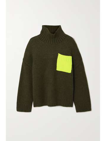 JW ANDERSON Two-tone merino wool turtleneck sweater