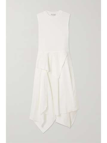 JW ANDERSON Asymmetric draped cotton-jersey and poplin midi dress
