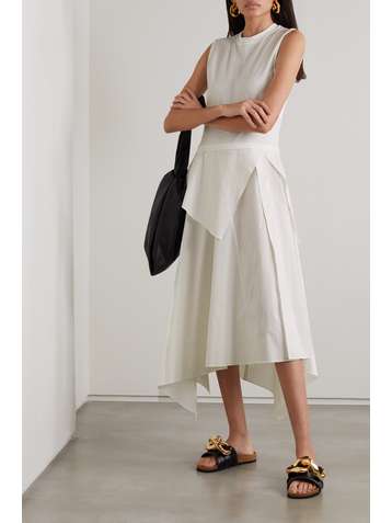 JW ANDERSON Asymmetric draped cotton-jersey and poplin midi dress