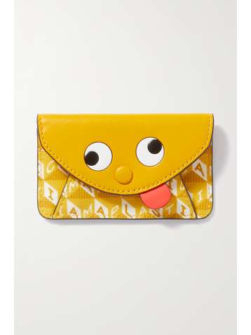 ANYA HINDMARCH Porte-cartes en cuir et en toile enduite recyclée imprimée I Am A Plastic Bag