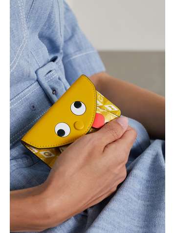 ANYA HINDMARCH Porte-cartes en cuir et en toile enduite recyclée imprimée I Am A Plastic Bag